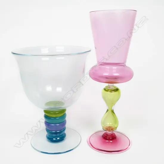 Two art glass goblets,