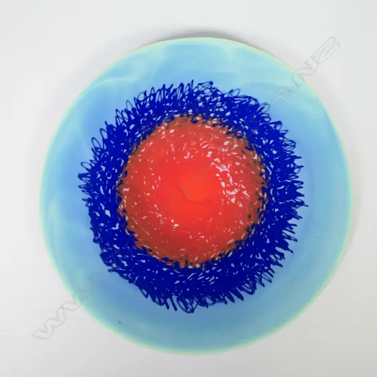 Large art glass circular platter,