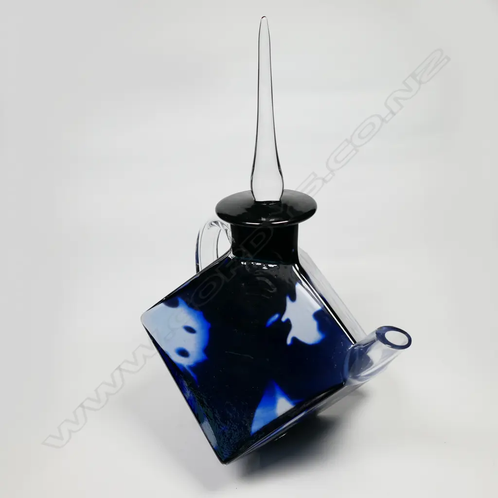 Swedish art glass sculpted cubist teapot c1986, Image 1++