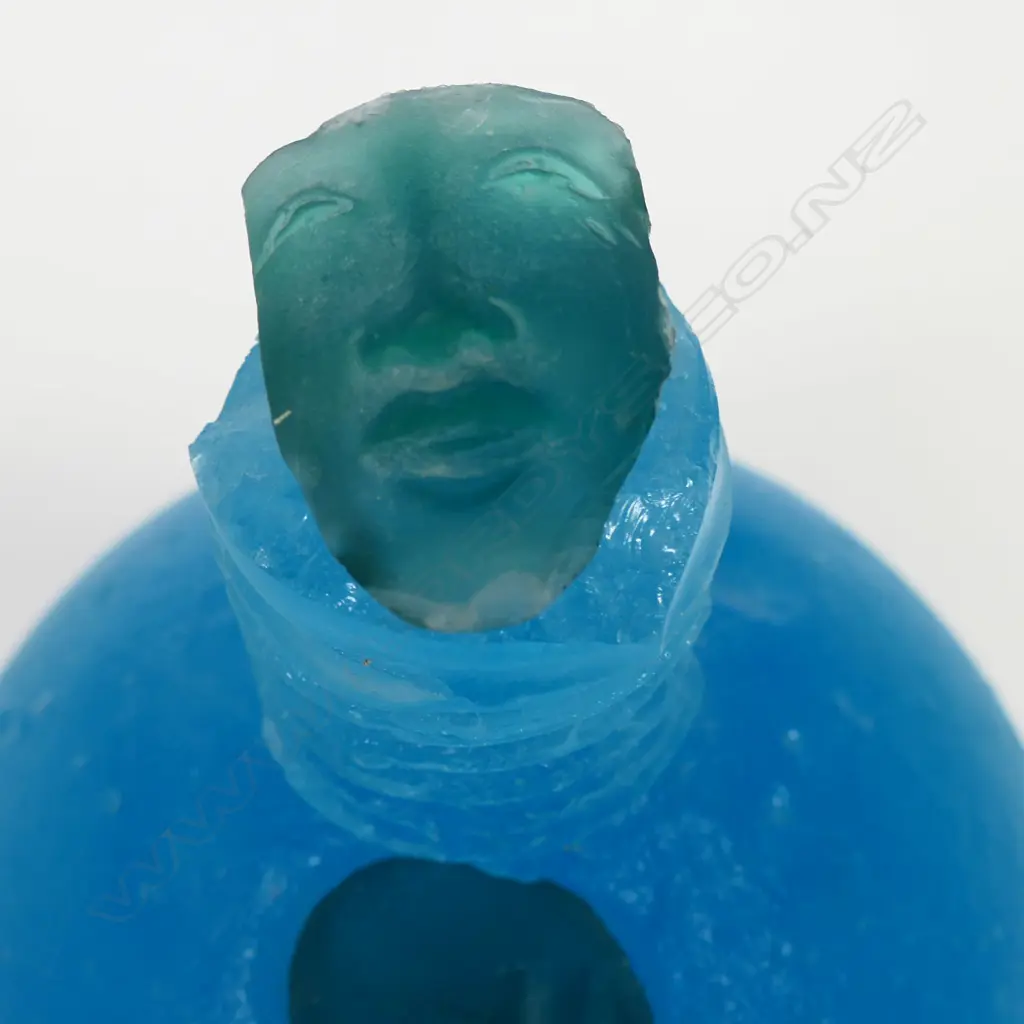 Glass artist unknown cast blue glass sculpture, Image 1++