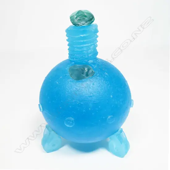 Glass artist unknown cast blue glass sculpture,