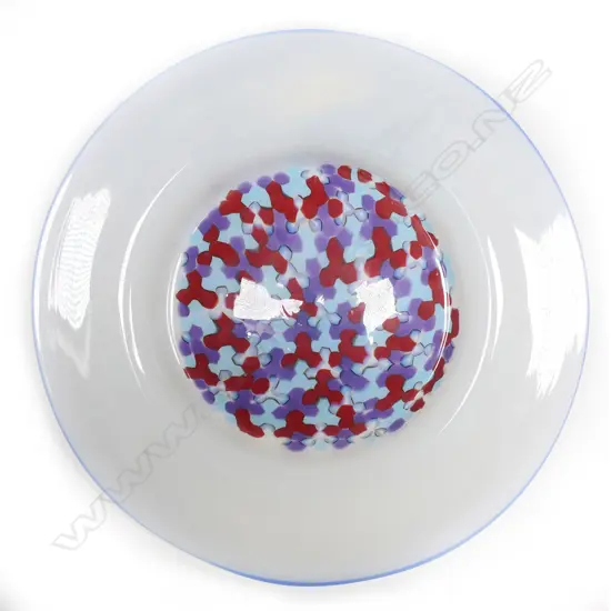A large art glass platter signed Rhee?,