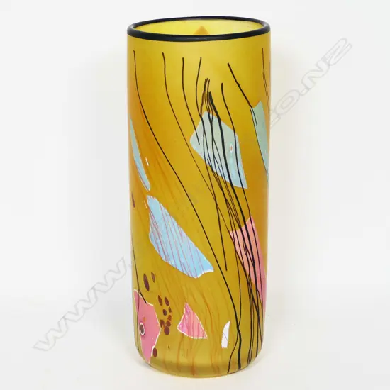 Studio art glass cylinder vase,