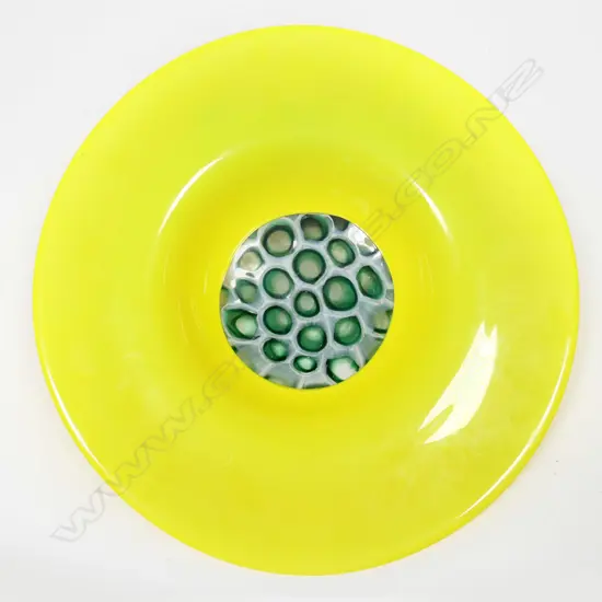 Garry Nash large yellow glass flared bowl,