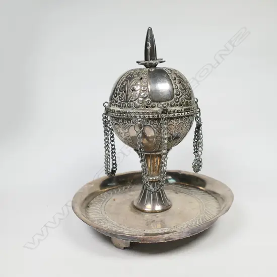 A 19thC Turkish silver incense burner,