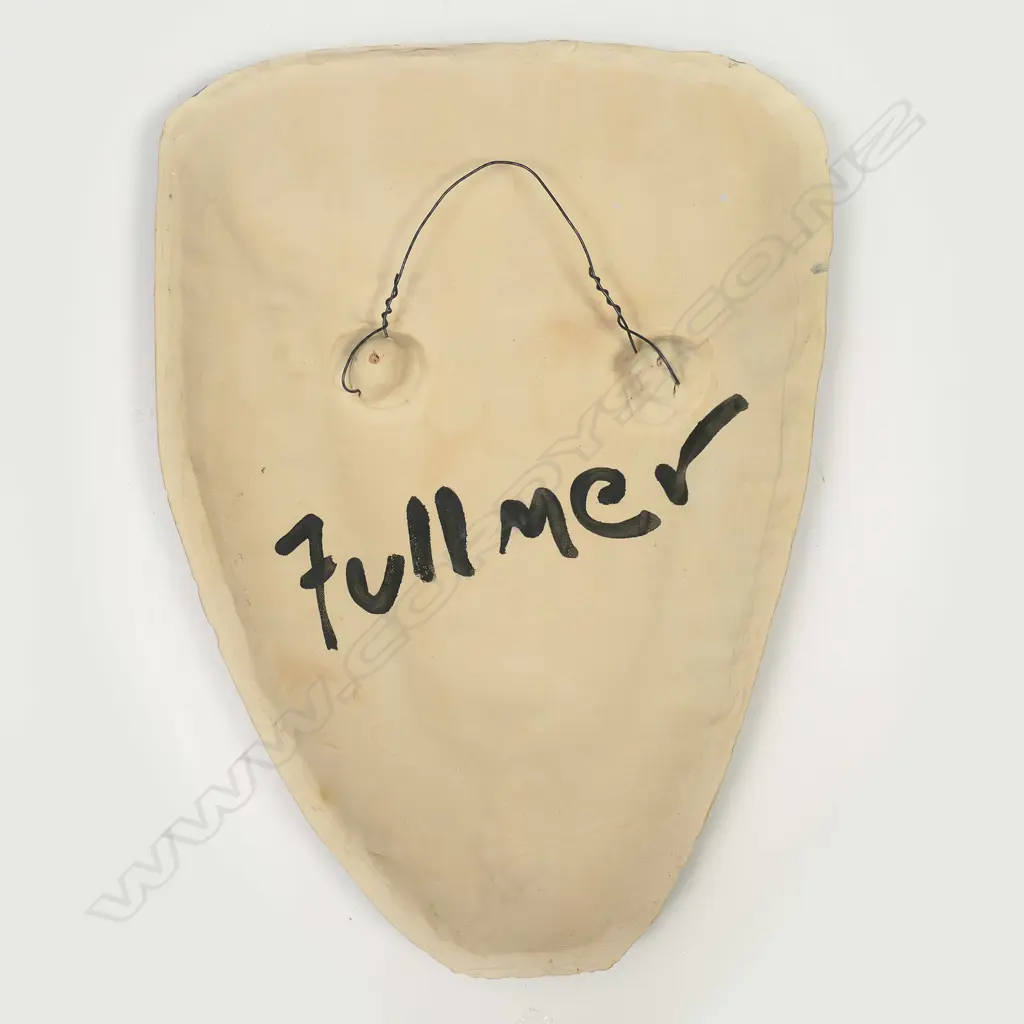 Steve Fullmer pottery stylised horned face wall plaque, Image 1++