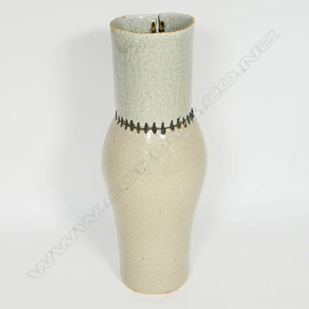 Potter unknown tall salt glazed vase, Image 1++