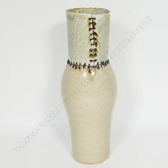 Potter unknown tall salt glazed vase,