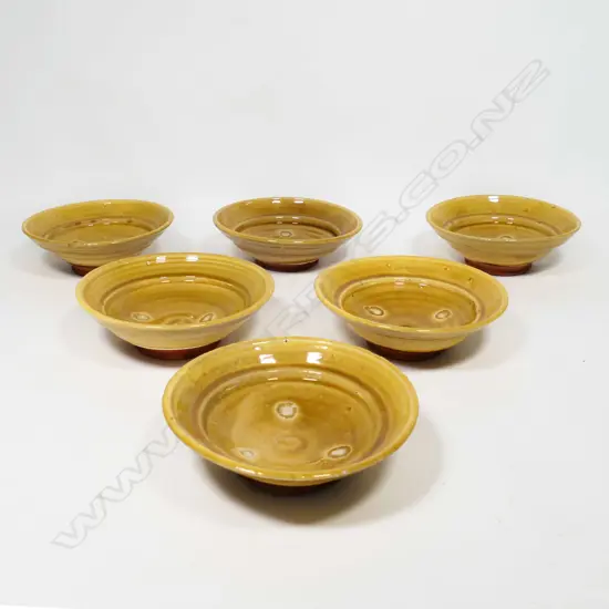 Set of six Richard Parker golden yellow bowls,