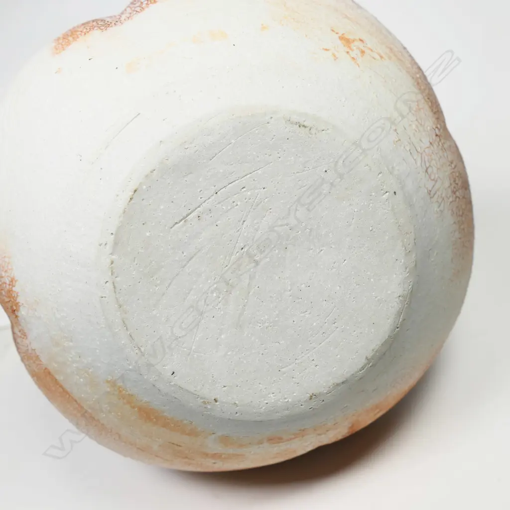 Greg Barron attributed quality shino glaze thrown altered form vase, Image 1++
