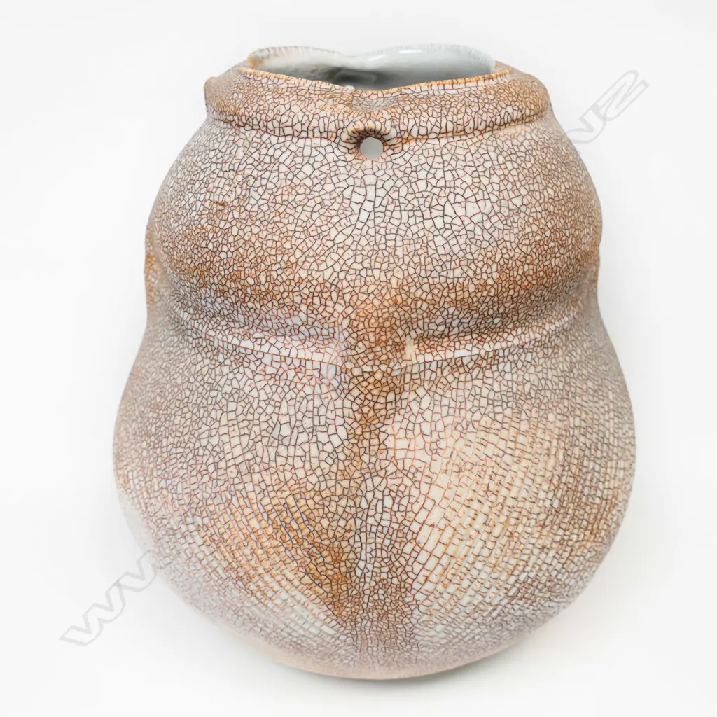 Greg Barron attributed quality shino glaze thrown altered form vase, Image 1++