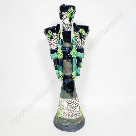 Katie Gold large pottery candelabra,