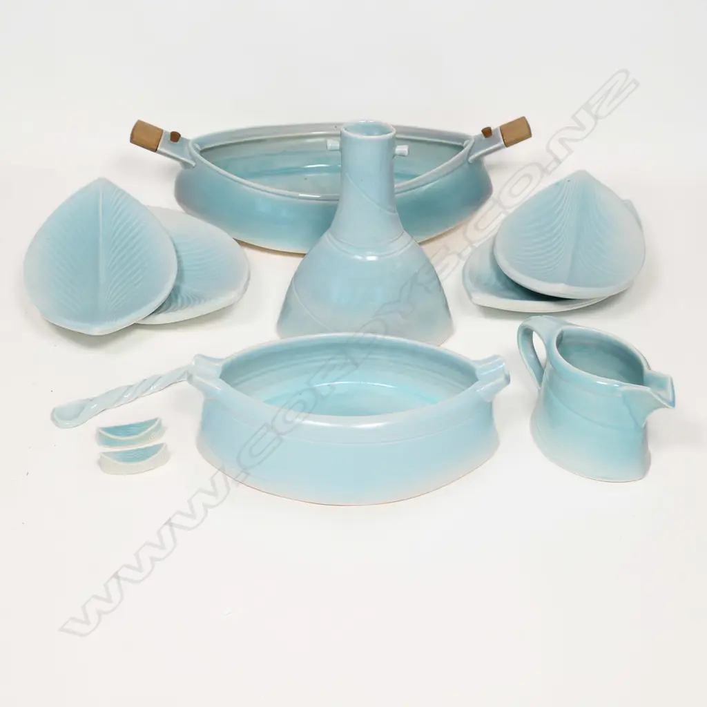 Chris Weaver eleven piece blue celadon table ware, Image 1++