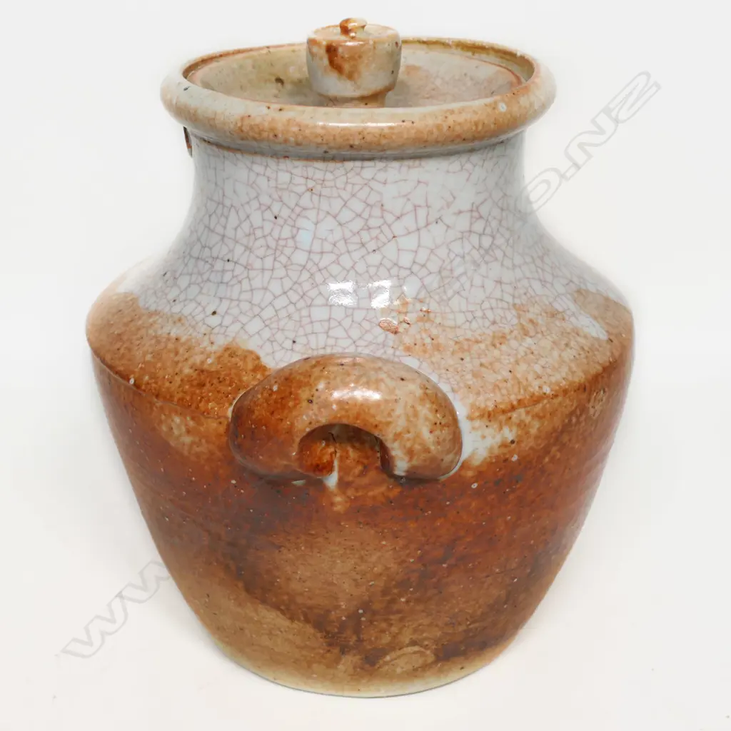 Andrew Van der Putten shino glaze lidded jar, Image 1++