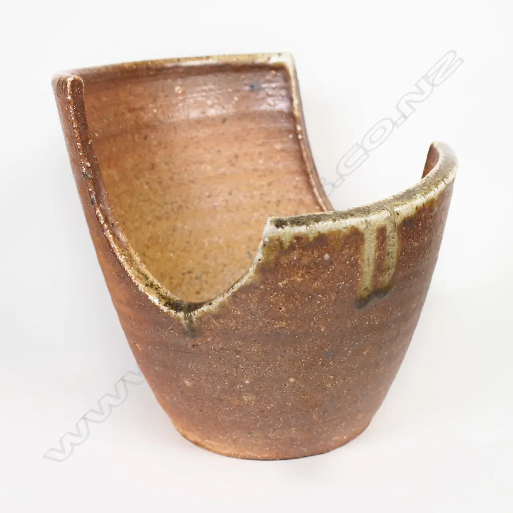 Bruce Martin anagama glazed cut-sided tapered vessel, Image 1++