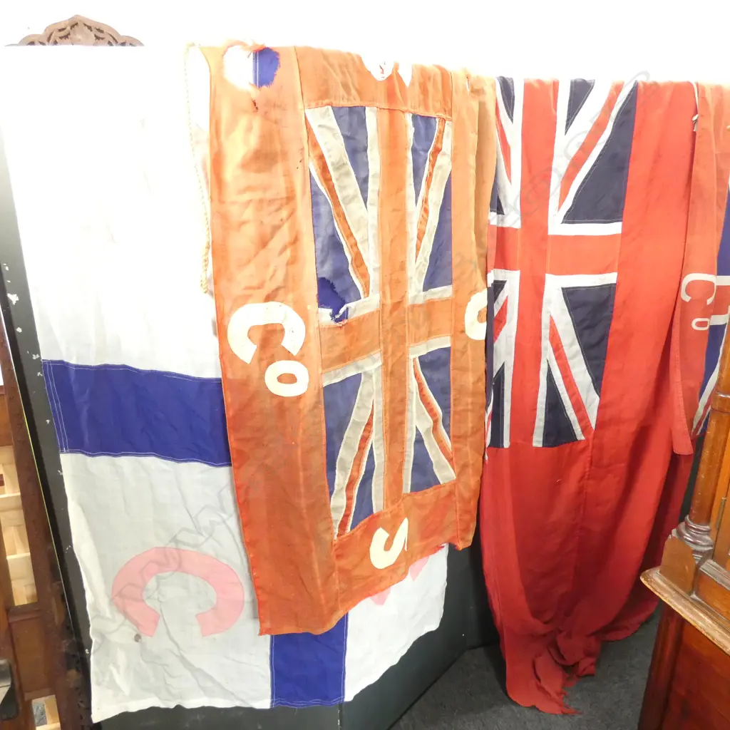 6 OLD SHIPPING FLAGS - VARIOUS CONDITIONS Image 1++