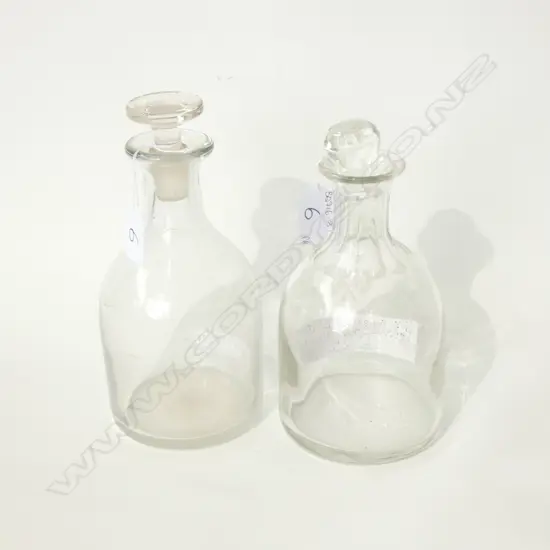PR SHIPS GLASS DECANTERS; USS CO.LTD & NZ SHIPPING CO FEDERAL STEAM NAVIGATION C1912. TALLEST 210MM