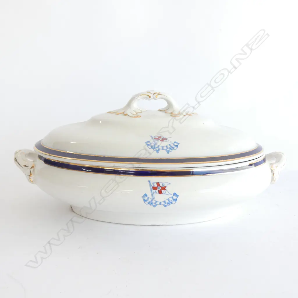 OLD NAUTICAL LIDDED PORCELAIN SERVING DISH - REDARC. L 310MM Image 1++