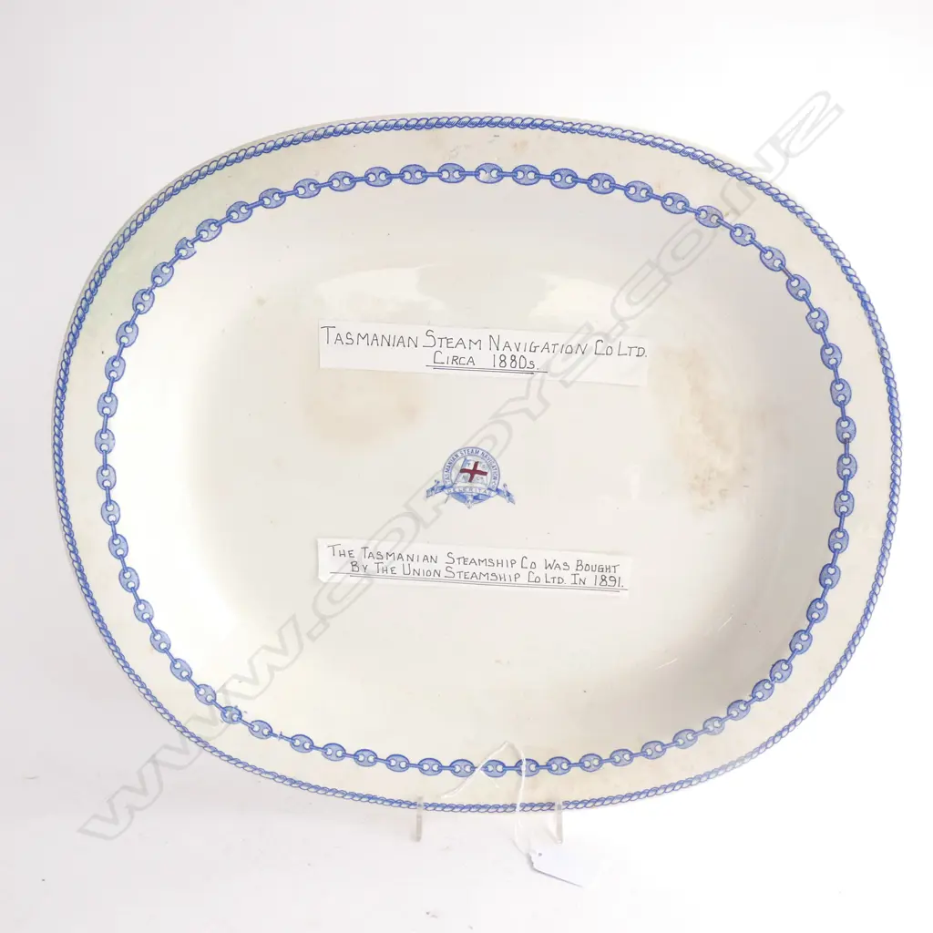 LG TASMANIAN STEAM NAVIGATION CO. MEAT PLATTER - C1880'S -  430 X 360MM Image 1++