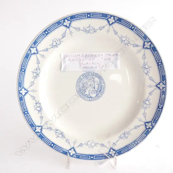 BRITISH & AFRICAN STEAM NAVIGATION CO. PLATE - C1861 - DIA 235MM