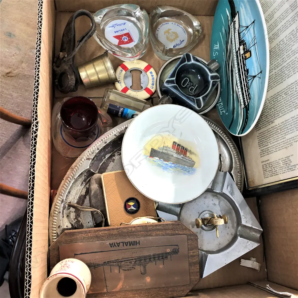 BOX OF SHIPPING MEMORABLIA Image 1++