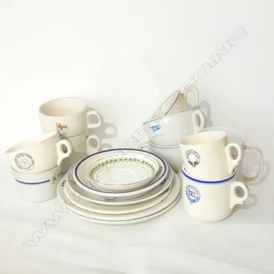 BOX OLD SHIPPING CHINA; 16 CUPS, SAUCERS & PLATES