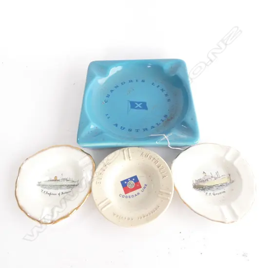 FOUR ASST. SHIPS VINTAGE ASHTRAYS; CHANDRIS LINE 190MM /COGEDAR LINE/SS EMPRESS / SS GRSOVA 