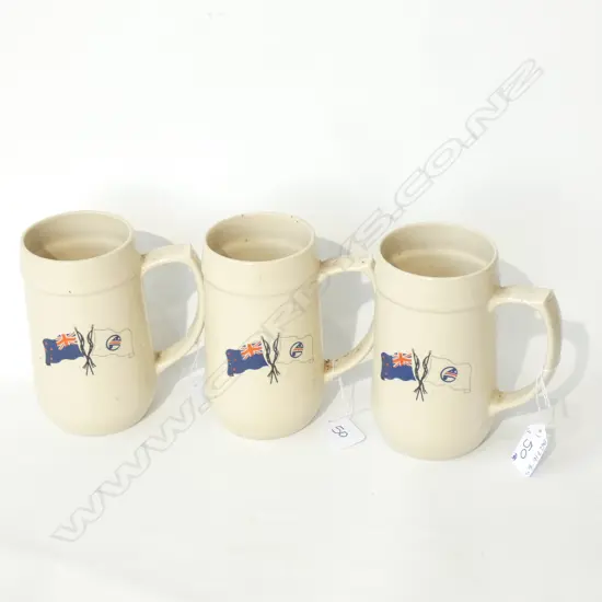 3 AIR NZ RICHMOND STONEWARE TANKARDS - H. 150MM