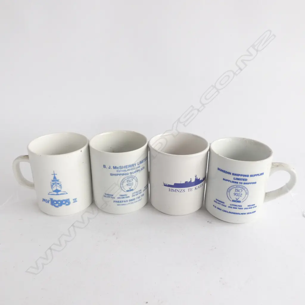 4 SHIPPING THEMED MUGS INCL. TE KAHA & MV LOGOS 11. H. 95MM Image 1++