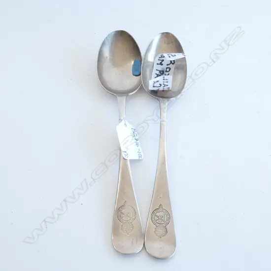 PAIR OLD SILVER PLATE TABLESPOONS; THE ROYAL MAIL STEAM PACKET CO. 