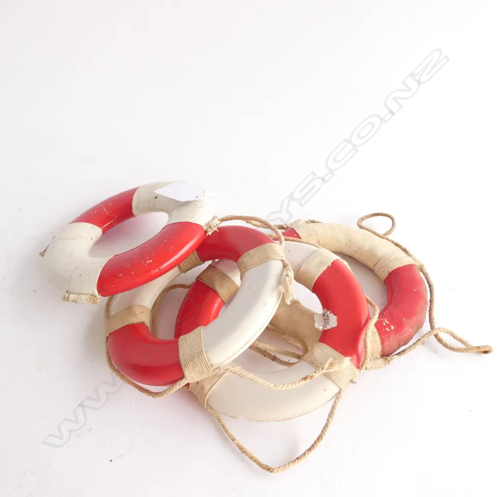 4 MINIATURE LIFEBUOY'S; NORTHERN STAR/ORCADES LONDON (DAMAGED) / HIMALAYA LONDON & ARCADIA LONDON - DIA. 120MM Image 1++