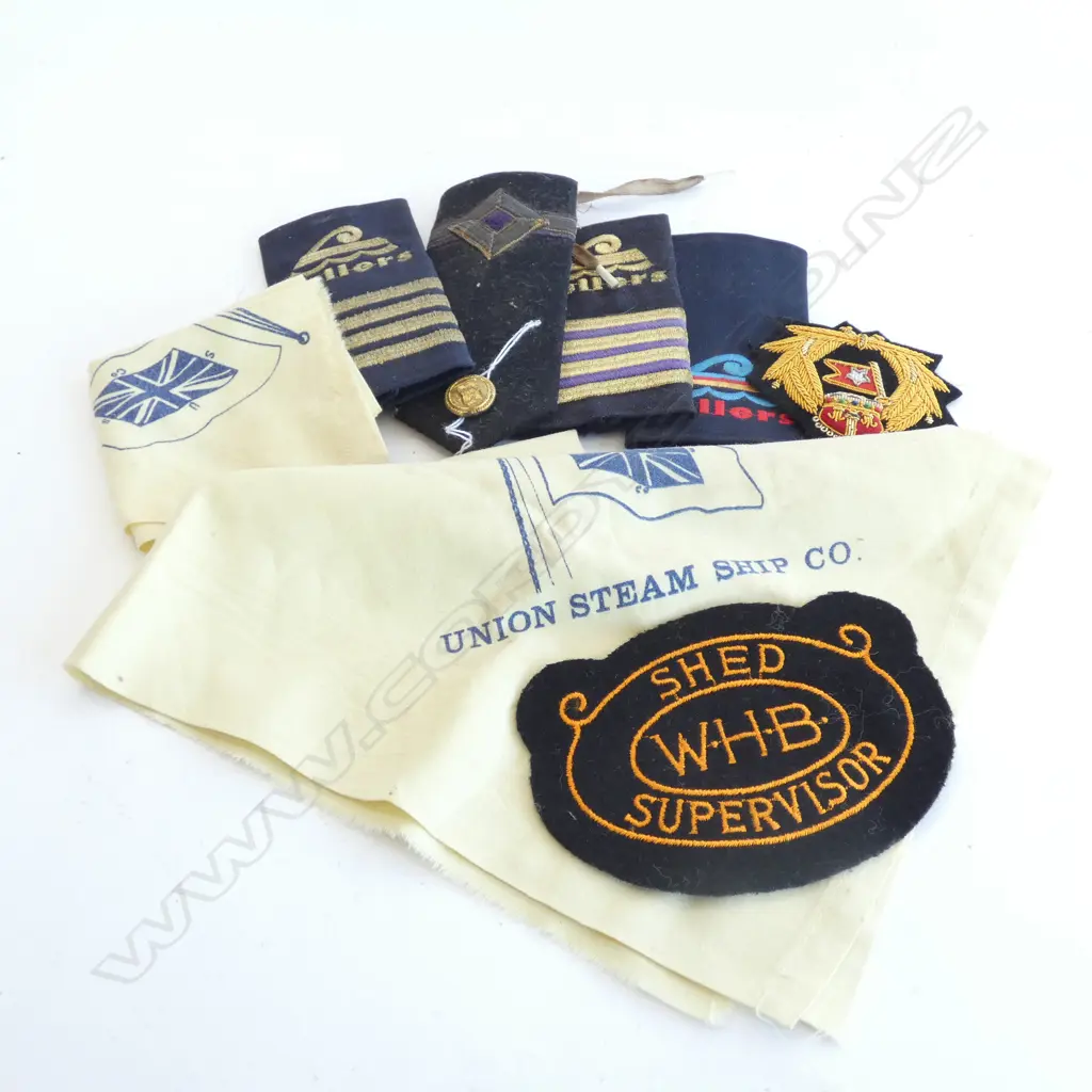 6 ASST. SHIPS ENSIGNS (3 FULLERS) 2 UNION STEAM SHIP CO CLOTHS Image 1++