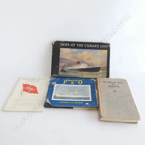 4 SHIPPING BOOKS INCL. UNION STEAM SHIP CO OF NZ / SHIPS OF CUNARD LINE & OBSERVERS BOOK OF SHIPS