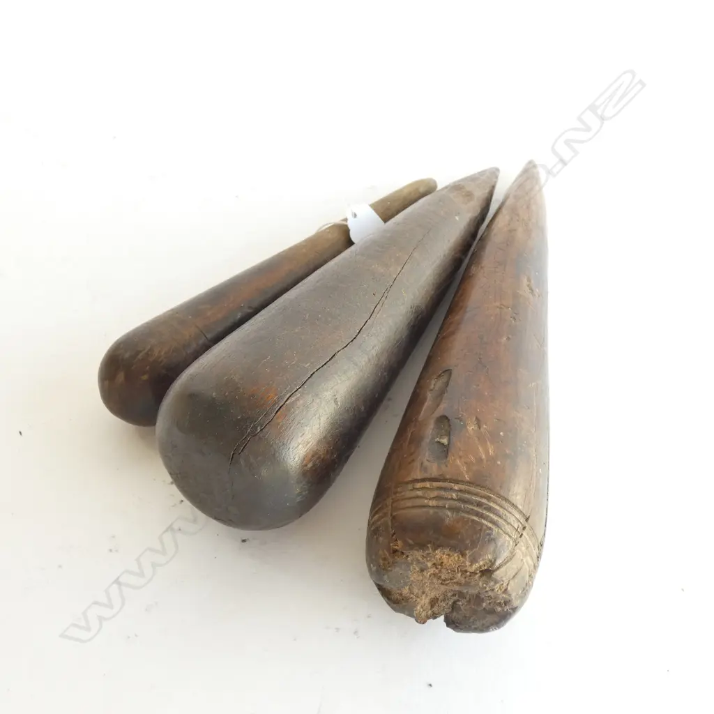 THREE WOODEN SHIP FIDS - LARGEST L. 270MM Image 1++