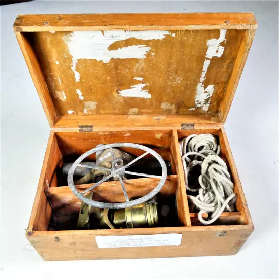 early 20thC BRASS 'WALKERS PATENT ELECTRIC SHIP-LOG in box