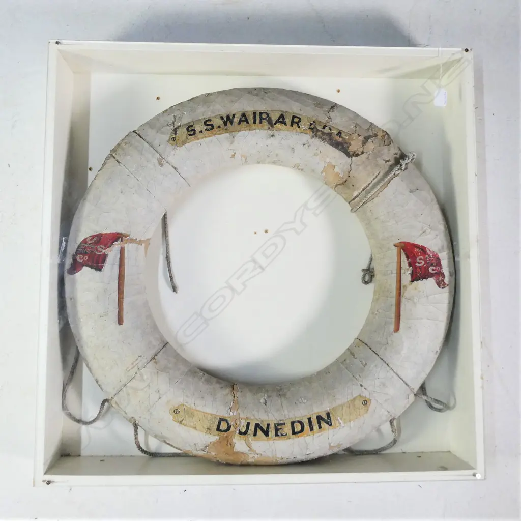 OLD LIFE BUOY/RING 'S.S. WAIRARAPA. DUNEDIN'. Dia.760mm Image 1++