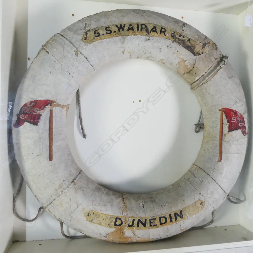 OLD LIFE BUOY/RING 'S.S. WAIRARAPA. DUNEDIN'. Dia.760mm Image 1++