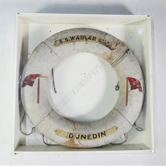 OLD LIFE BUOY/RING 'S.S. WAIRARAPA. DUNEDIN'. Dia.760mm