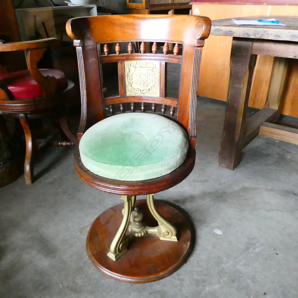19thC WALNUT USSCo REVOLVING CHAIR Image 1++