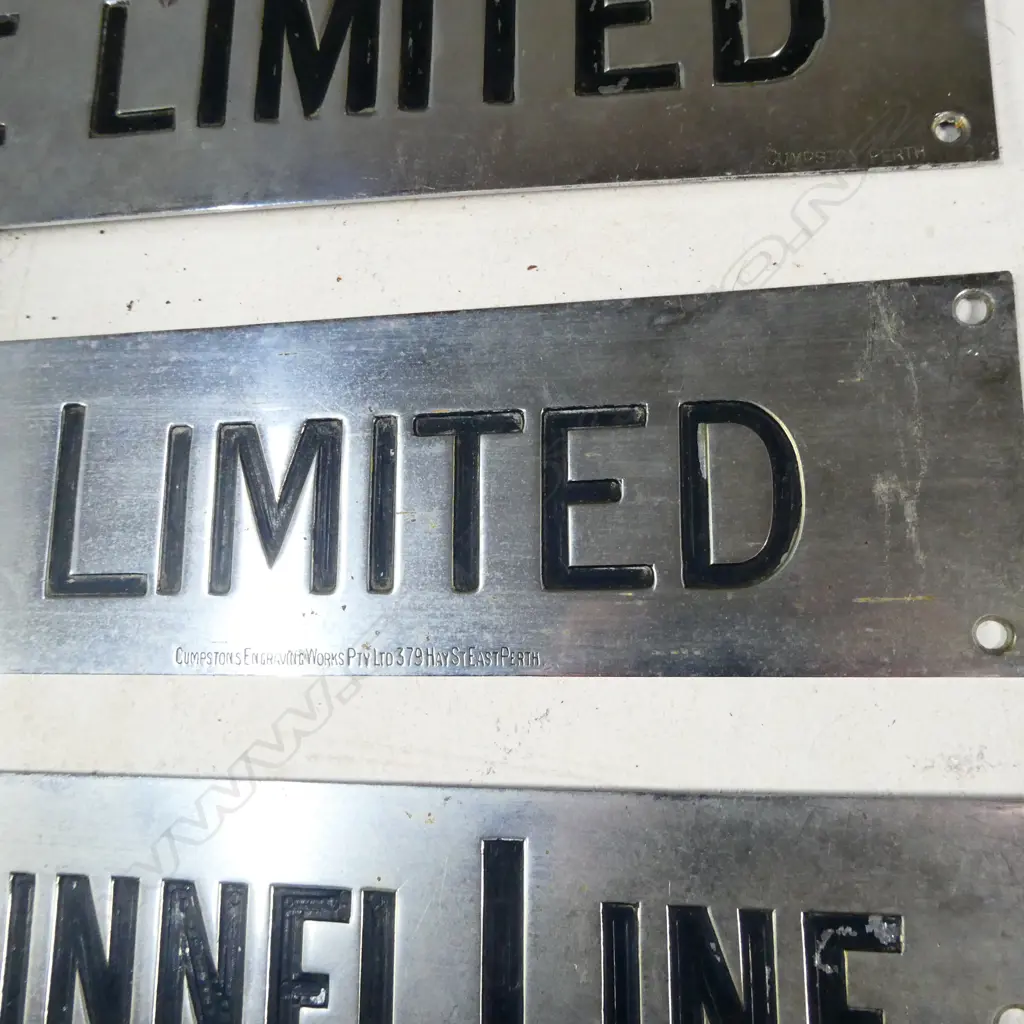 4 VINTAGE CHROMED SHIPPING CO NAME PLAQUES. Image 1++