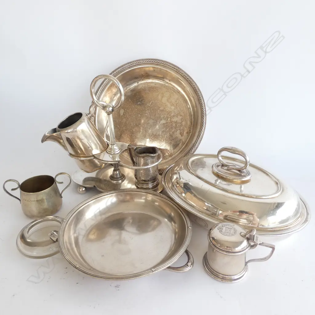 BOX LOT ASST SHIPS WARE SILVER PLATE INCL NORTHERN STEAMSHIP AUCKLAND Image 1++