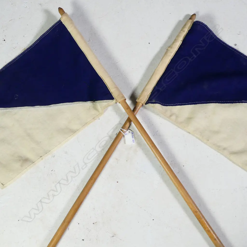 PR OLD SHIP'S SIGNALLING FLAGS. WOODEN POLES L.760mm Image 1++