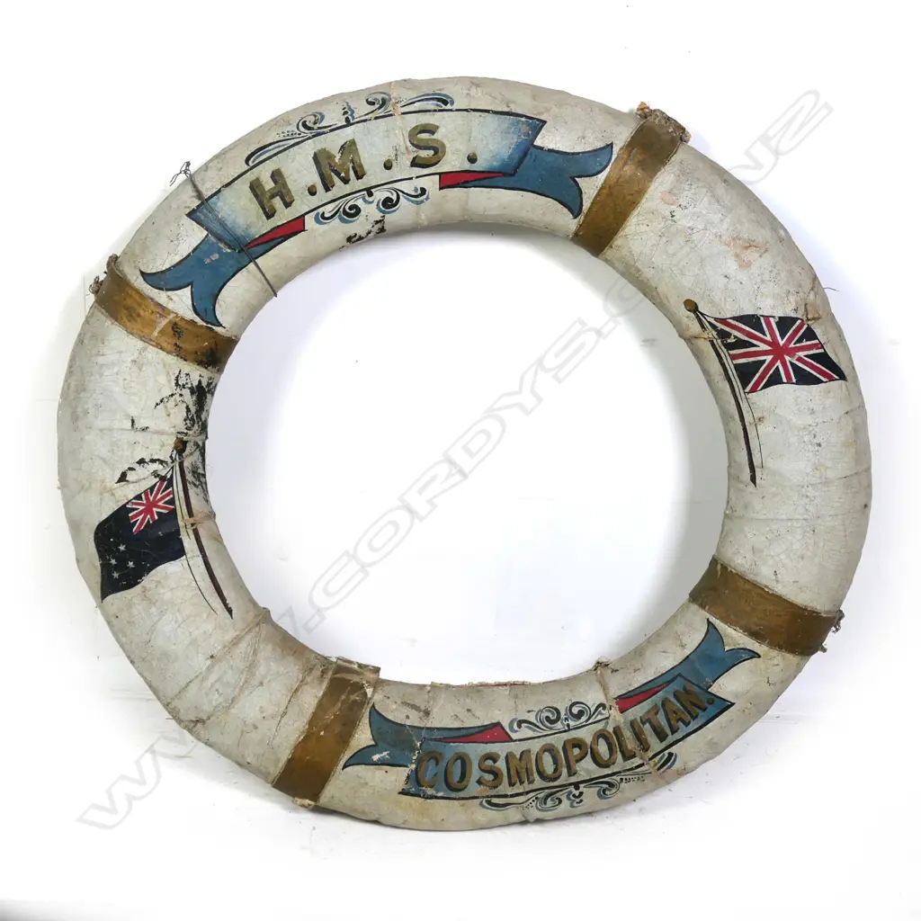 SHIPS VINTAGE LIFEBUOY 'H.M.S. COSMOPOLITAN', DIA. 660MM Image 1++