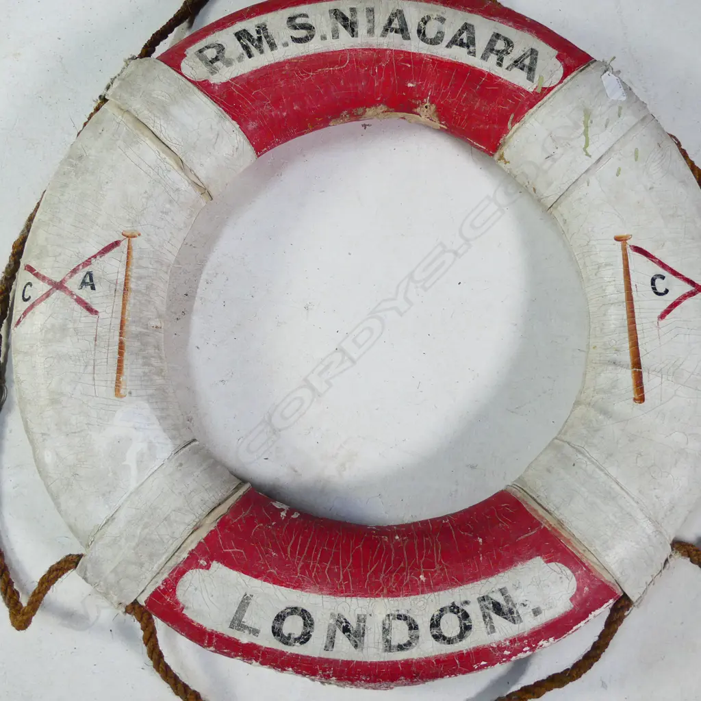 OLD LIFE BUOY/RING 'RMS NIAGRA. LONDON'. Dia.760mm Image 1++
