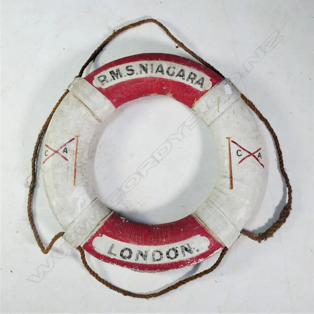 OLD LIFE BUOY/RING 'RMS NIAGRA. LONDON'. Dia.760mm Image 1++