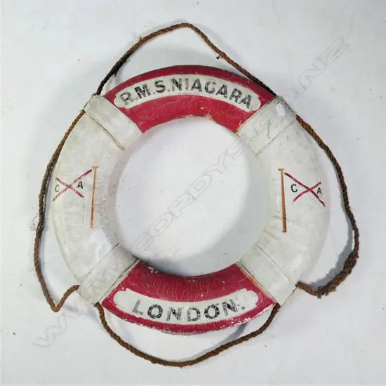 OLD LIFE BUOY/RING 'RMS NIAGRA. LONDON'. Dia.760mm