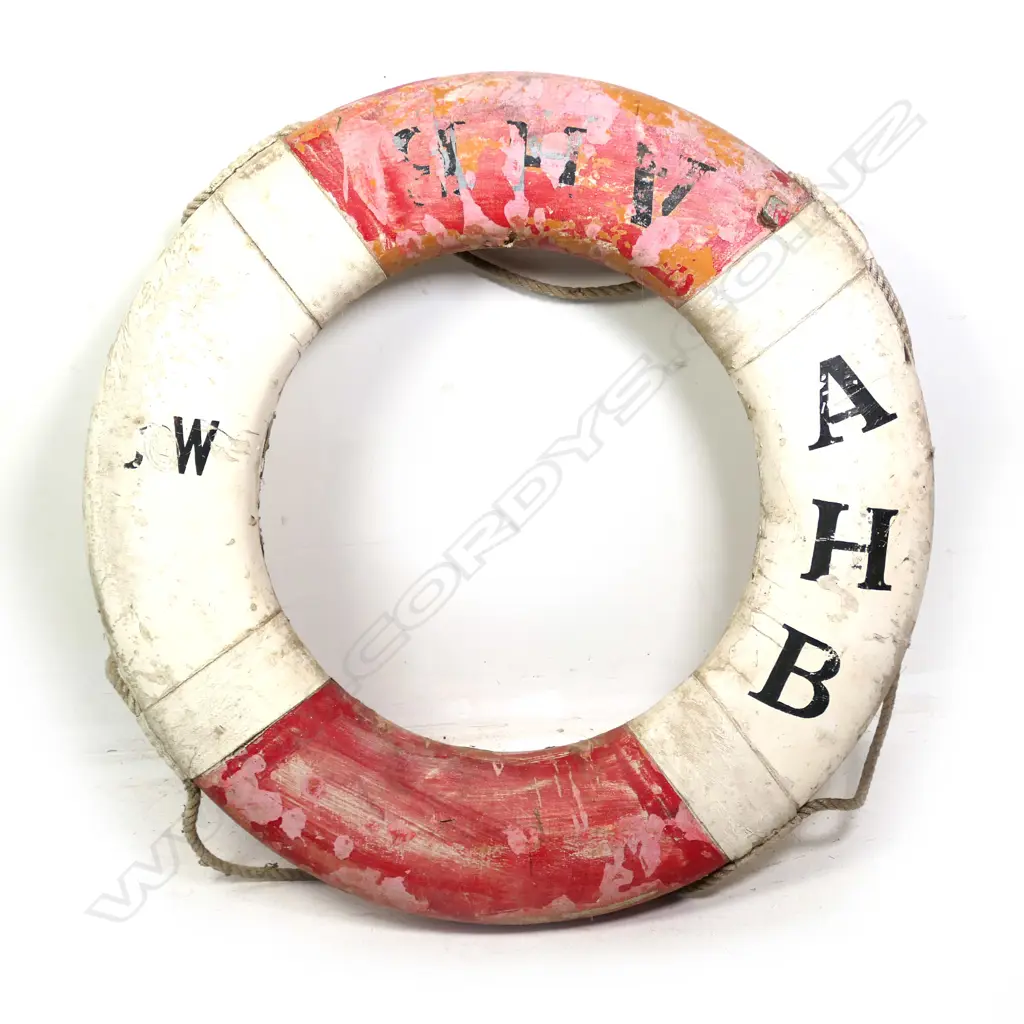 SHIPS VINTAGE LIFEBUOY - 'AHB' & WORN LETTERS  DIA.790MM Image 1++