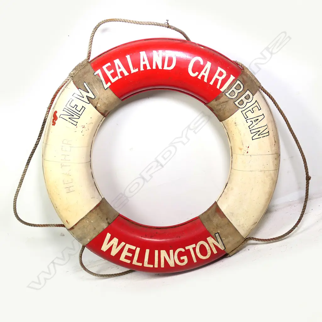 SHIPS VINTAGE LIFEBUOY 'HEATHER WELLINGTON NEW ZEALAND / CARIBBEAN', DIA. 790MM Image 1++