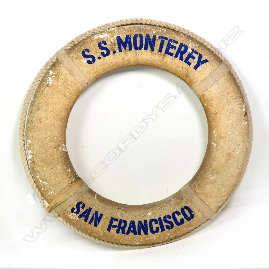 SHIPS VINTAGE LIFEBUOY - 'SS MONTEREY SAN FRANCISCO' (BACK MISSING / POLYSTYRENE)  DIA. 580MM Image 1++