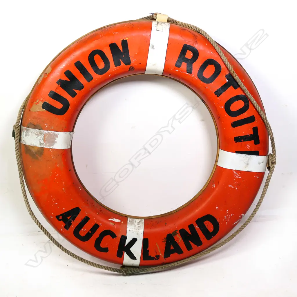 SHIPS VINTAGE LIFEBUOY - 'UNION ROTOITI AUCKLAND', DIA. 790MM Image 1++